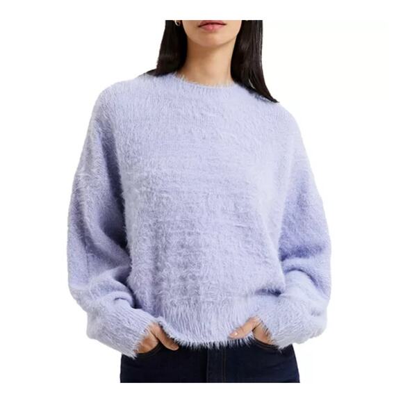 FRENCH CONNECTION Meena Boat Neck Fluffy Sweater in Cosmic Sky Size S - Picture 1 of 6